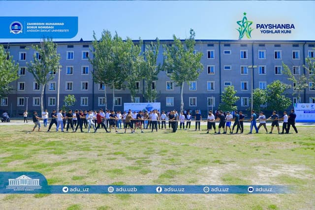 “Payshanba — yoshlar kuni” doirasida talaba-yigitlar o‘rtasida arqon tortish musobaqasi o‘tkazildi
