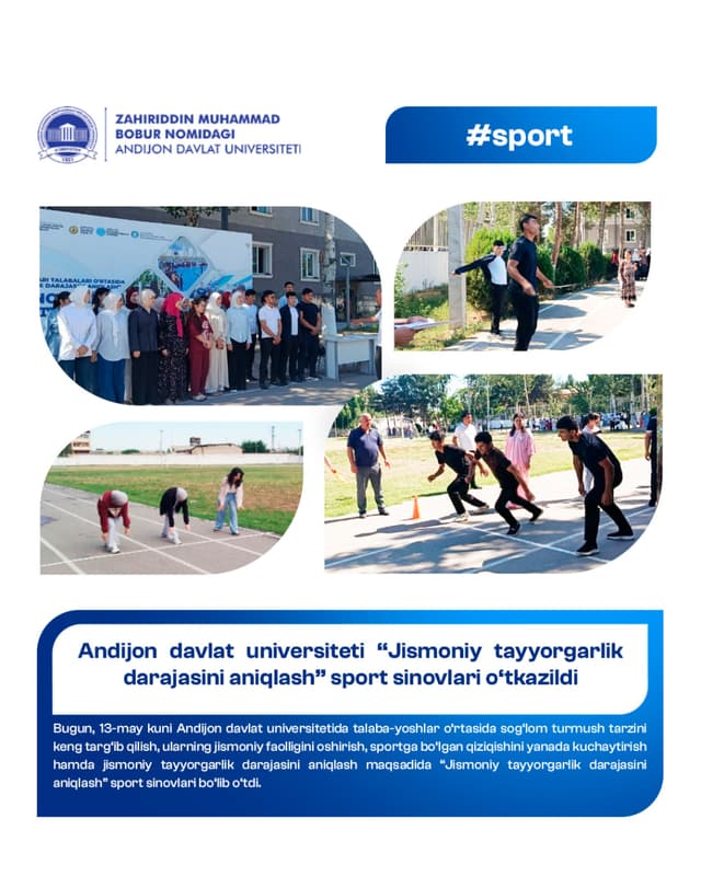 Andijon davlat universitetida talabalarining jismoniy tayyorgarligi sinovdan o‘tkazilmoqda